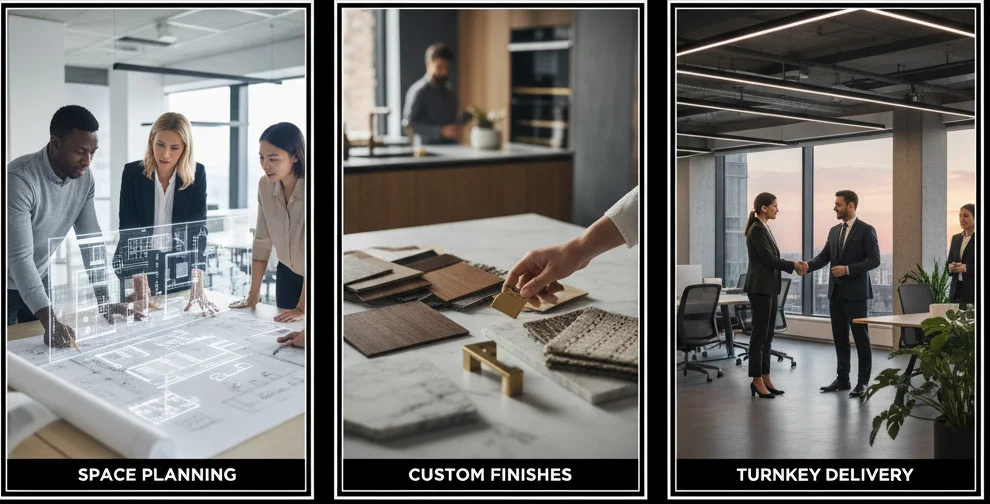 Whether you need a new office setup, a retail space ready for business, or a completely new home interior, we provide a seamless, stress-free experience from the initial concept to the final handover.